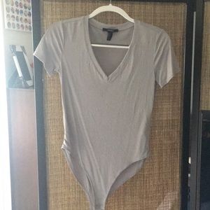 Gray v-neck bodysuit